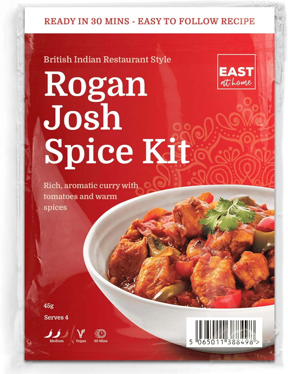 East at Home Rogan Josh Spice Kit, Authentic Indian Restaurant Style Curry Ready in 30 Minutes, Serves 4, Vegan & Gluten-Free, Premium Indian Spices, Pack of 3