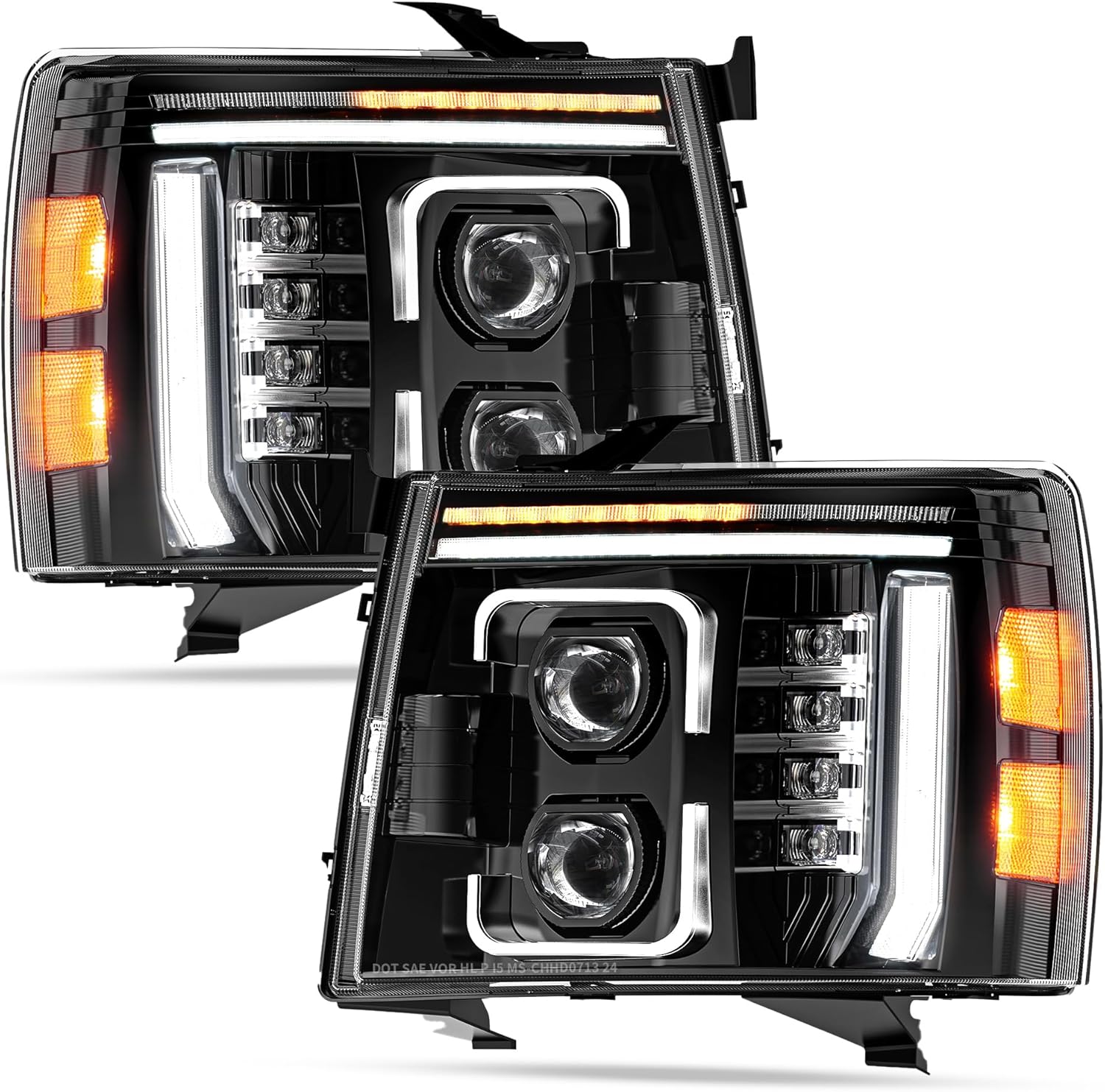 600% Bright LED Headlights Assembly Sequential Turn Signal Only for 2007-2013 Chevy Silverado 1500, 2007-2014 Chevy Silverado 2500 3500 2500HD 3500HD, Welcome Light Hi/Low Beam w/ Bulbs (NOT for GMC)