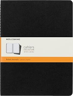 Moleskine Cahier Journal, Soft Cover, XL (7.5" x 9.5") Ruled/Lined, Black, 120 Pages (Set of 3)