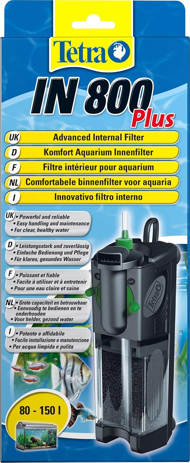 Tetra IN800 Plus Powerful Internal Filter for Physical, Biological and Chemical Aquarium Water Filtration,Black,80-150 litre
