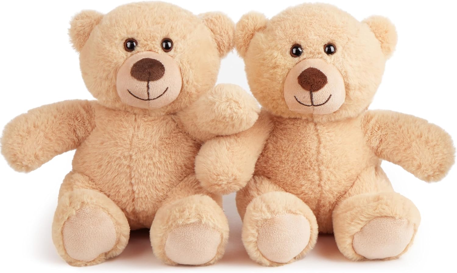 LotFancy Teddy Bear Stuffed Animal 2 Pack Age 3+, 25cm Small Teddy Bear Bulk, Baby Bear Plush Toy for Baby Shower Decoratin, Easter Gift