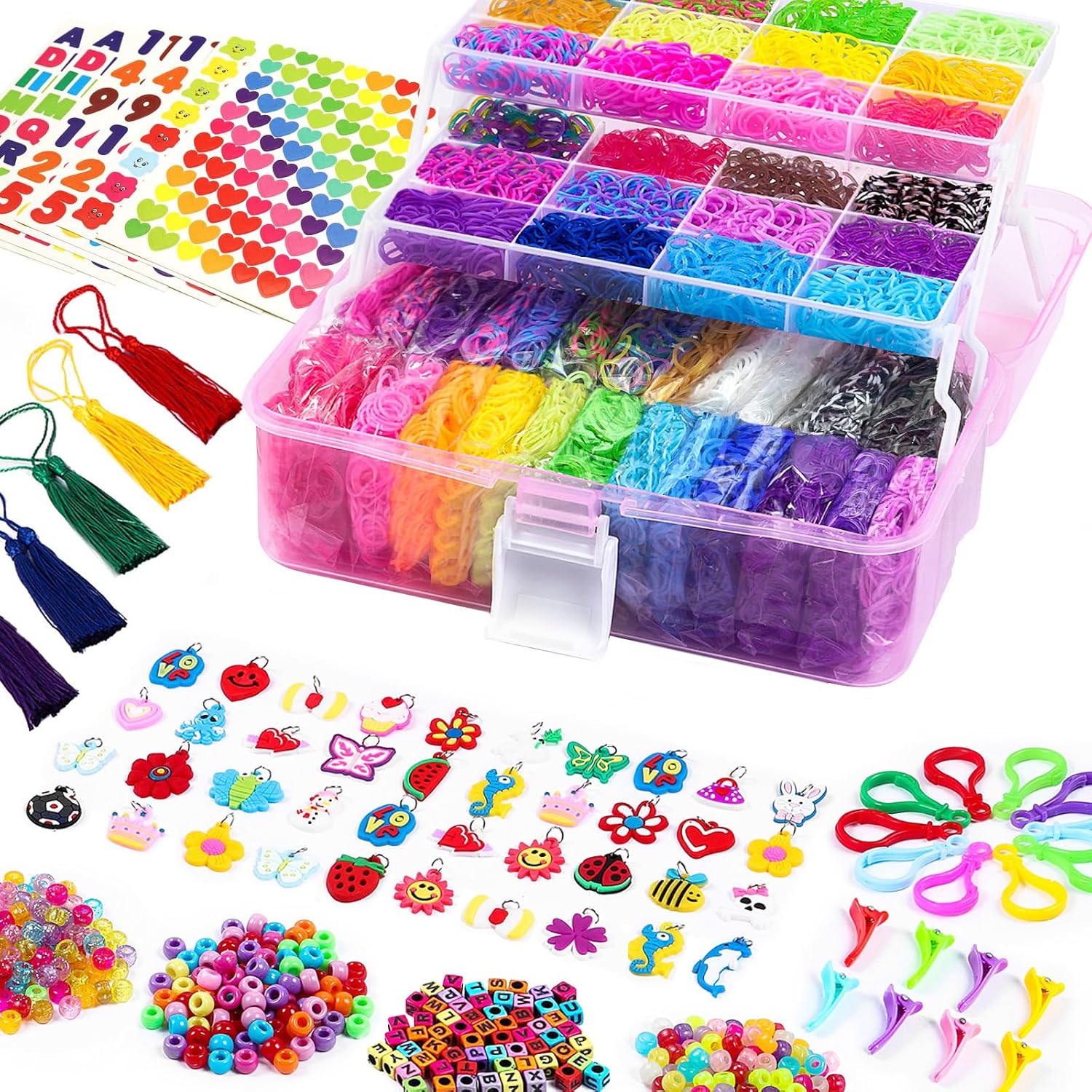 FunzBo 18000+ Loom Bands Kit, 28 Colours Rubber Band Bracelet Making Kit, Kids Girls Friendship Elastic Bracelet Making Set, Arts Crafts Birthday Christmas Gifts for Girls Age 4 5 6 7 8 9 10