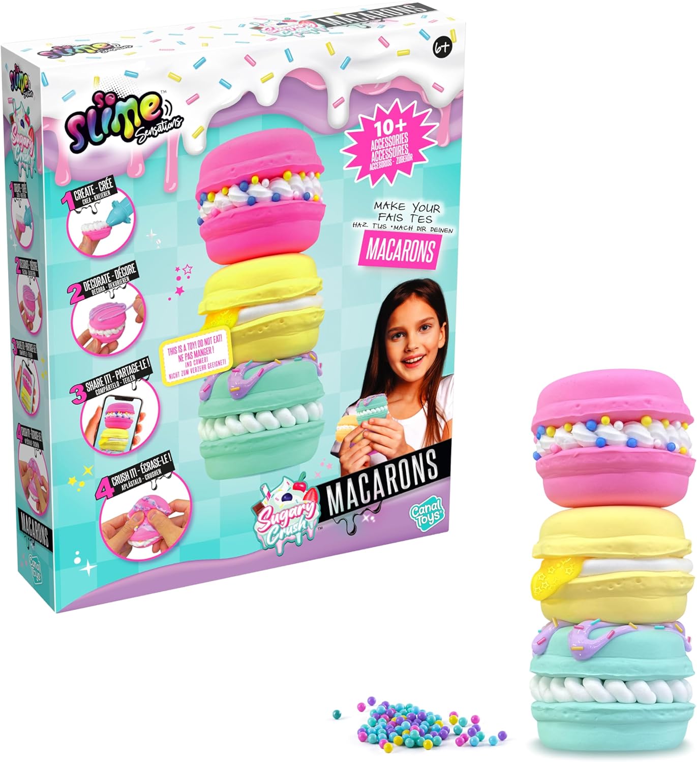 So Slime Sensations Sugary Crush Macarons - Make fun slime treats - Includes all you need to make a cute custom macarons out of different compounds - 6+