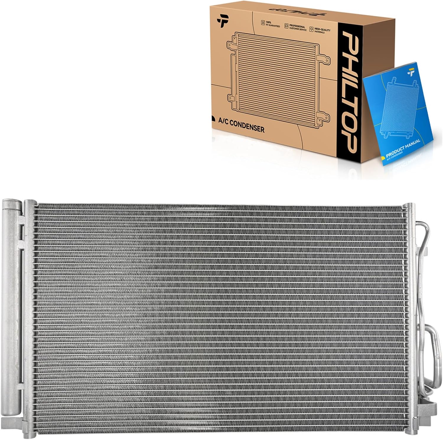 PHILTOP Air Conditioning A/C Condenser For Hyundai Elantra 2017-2020,Hyundai Elantra GT 2018,Kia Forte 2019-2022, Kia Forte.5 2020-2022 Replace# 30030