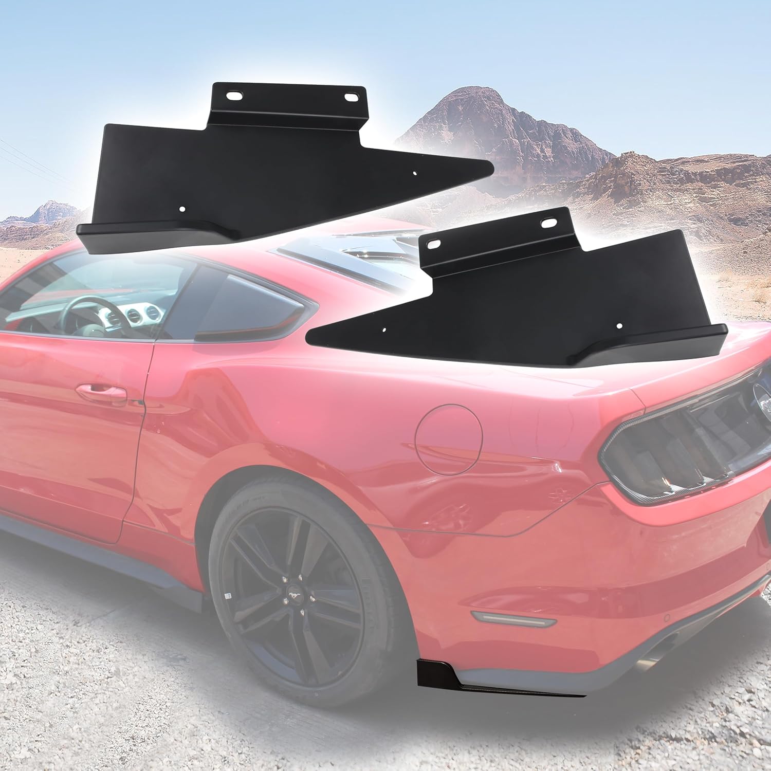 Side Skirt Rocker Winglet & Rear Side Splitters Car Body Plastic Side Skirt Diffuser, Compatible with Ford Mustang 2015+ 2016 2017 2018 2023 Side Beam Side Skirt Rear Accessories 2PCS