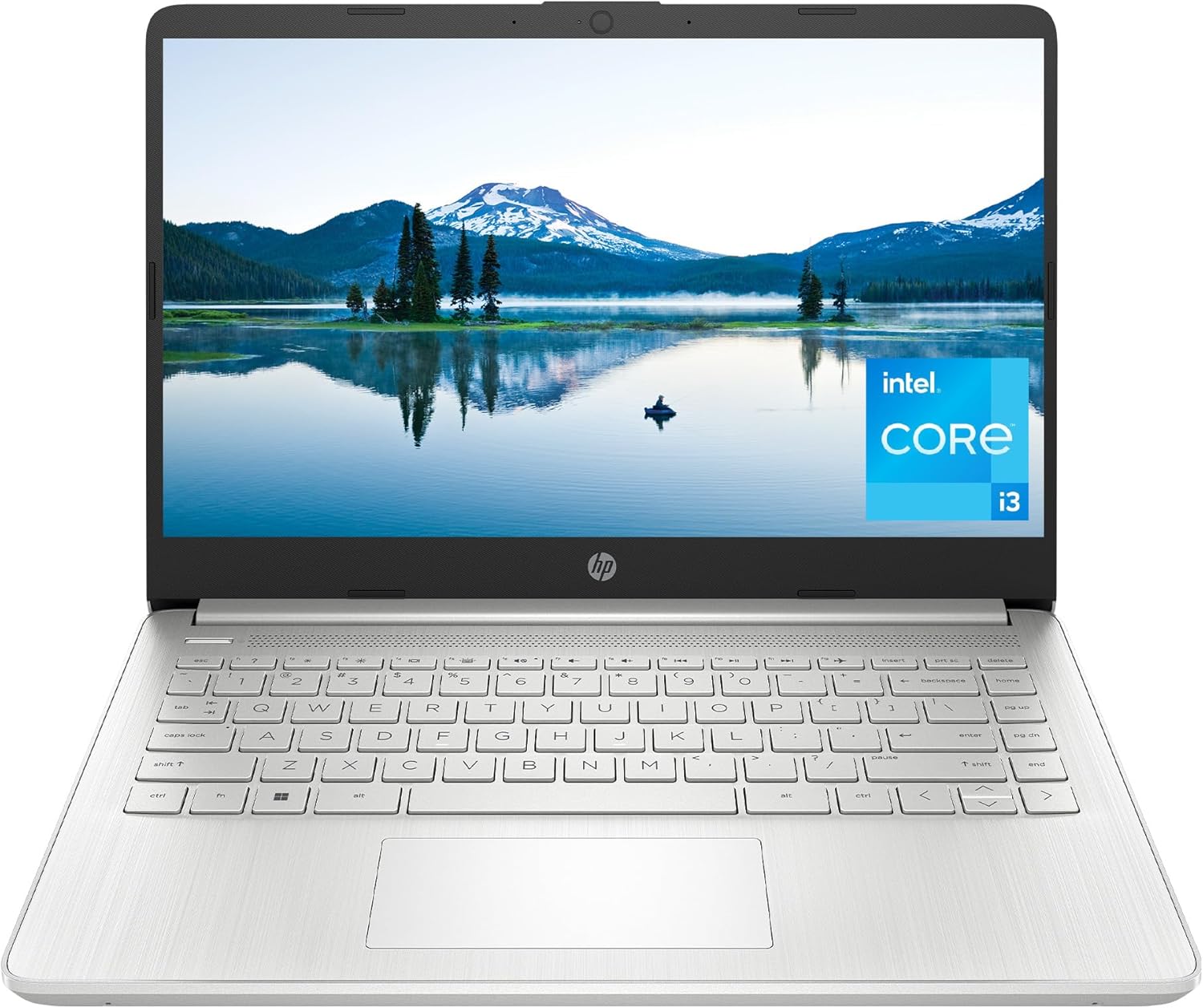 HP 14 inch Laptop, HD Display, Intel Core i3-1215U, 8 GB RAM, 256 GB SSD, Intel UHD Graphics, Windows 11 Home in S Mode, Natural Silver, 14-dq5009nr
