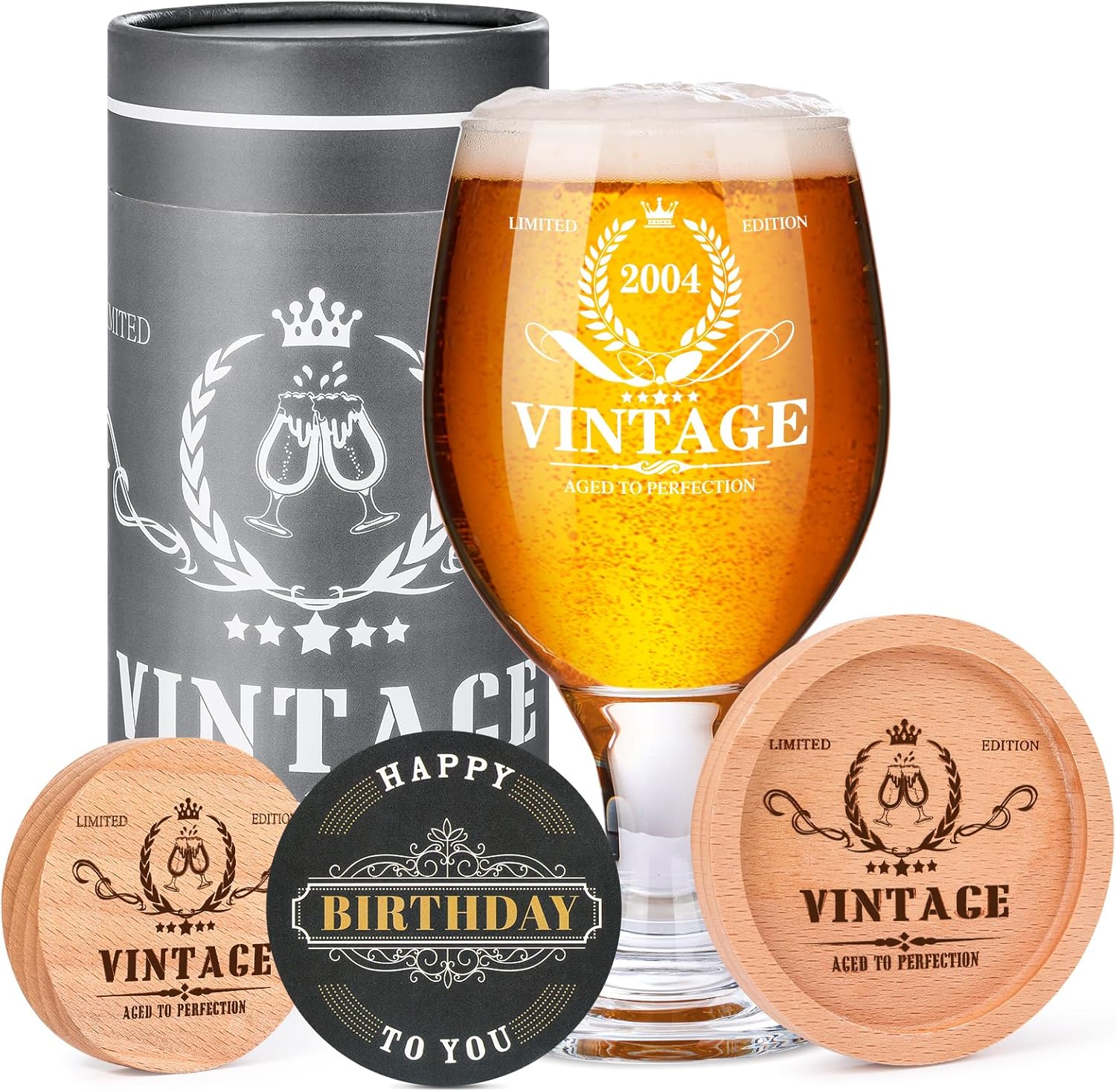 AYGE 21st Birthday Gifts for Boys | Beer Gifts for Him | Custom Beer Glasses