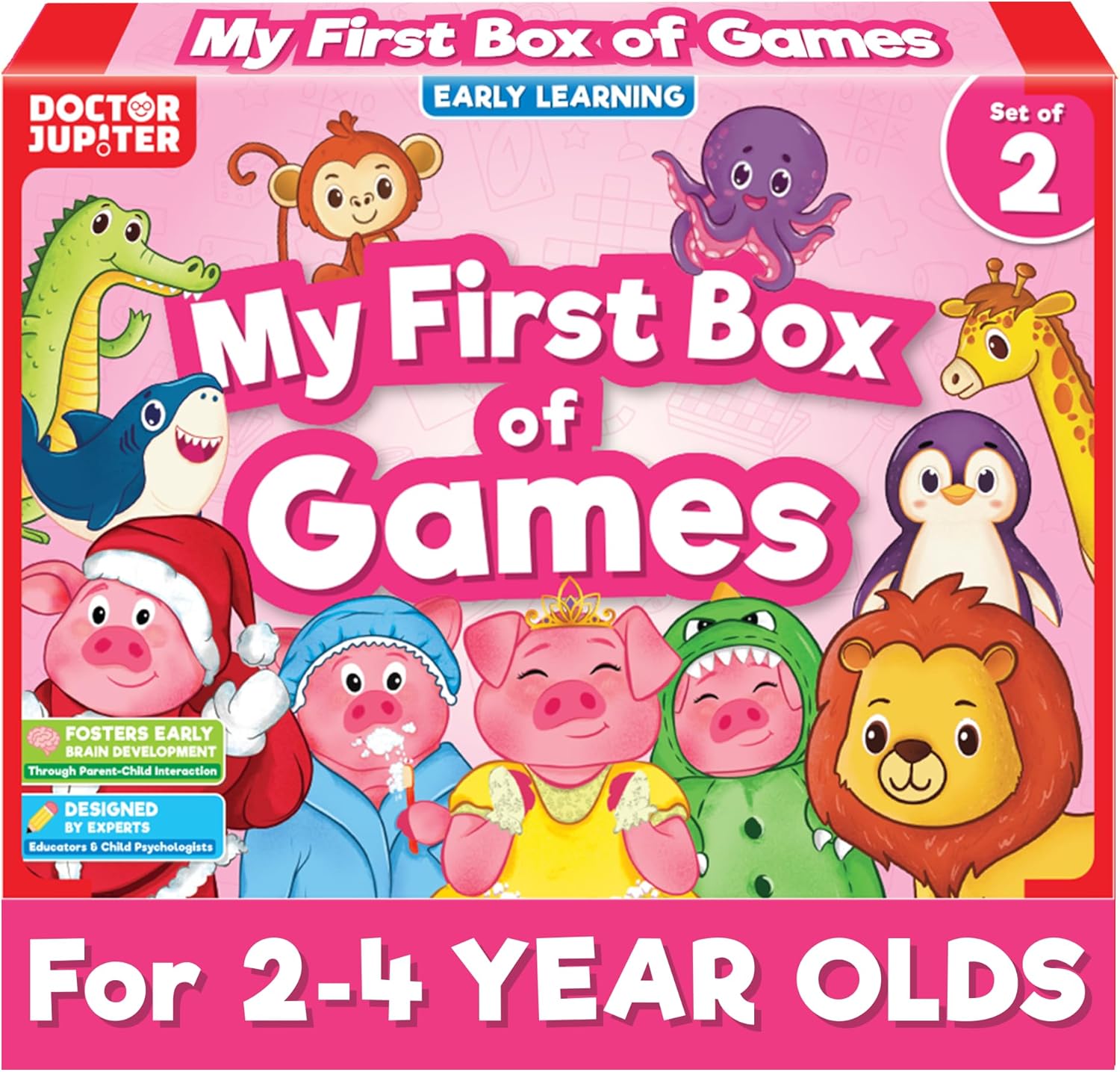 Doctor Jupiter My First Box of Games for 2 to 4- Pink | Birthday Gift for 2 Year Old Girls | Toys for Ages 2-4 | Toddler Toys for 2-3-4 Year Old | Learning & Education Toys