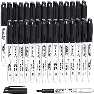 Shuttle Art Permanent Markers, 30 Pack Black Permanent Marker set,Fine Point, Works on Plastic,Wood,Stone,Metal and Glass for Doodling, Marking