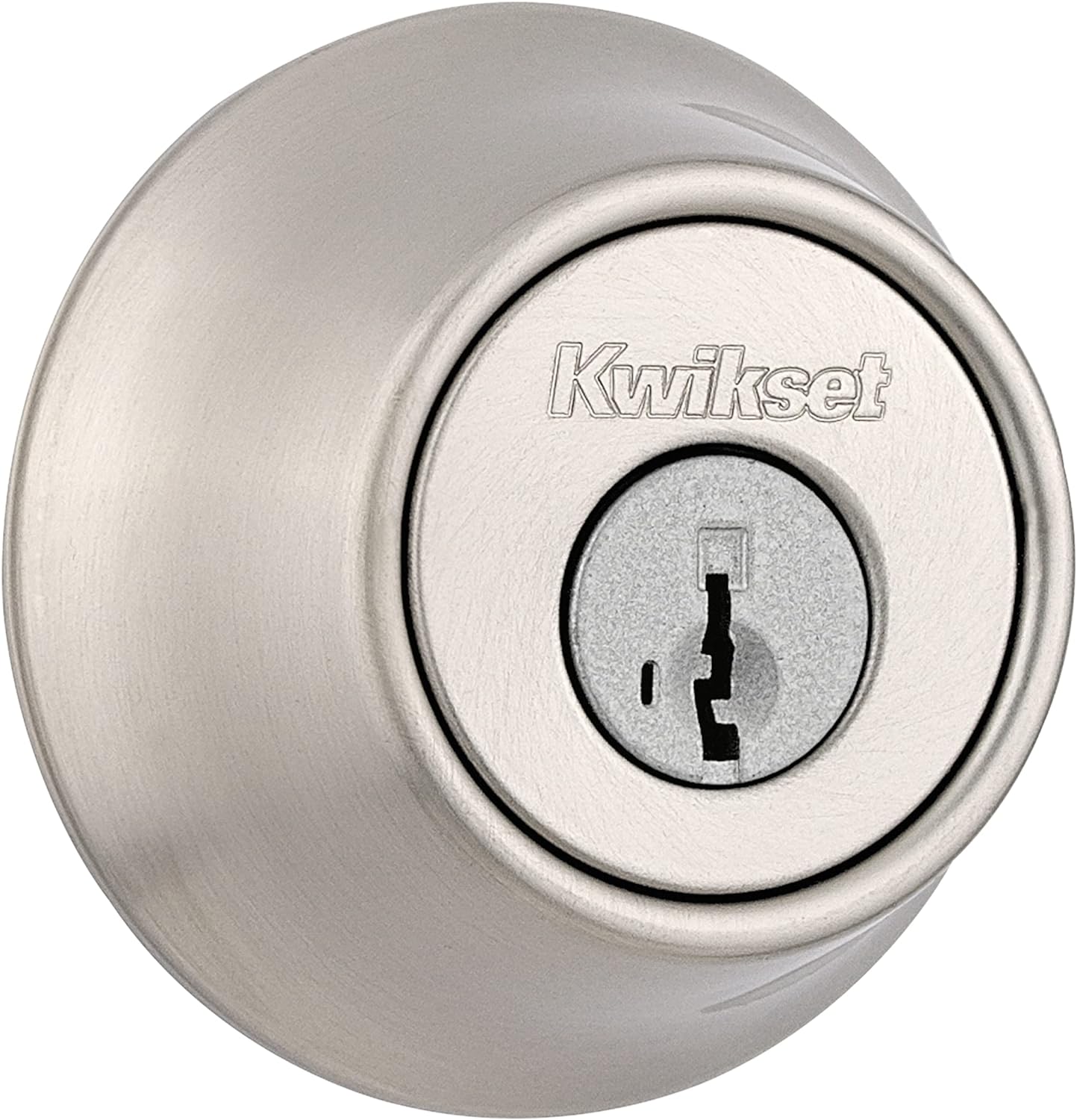Kwikset 660 Deadbolt Deadbolt Lock, Satin Nickel Round Exterior Keyed Front Entry Door, Pick Resistant SmartKey Rekey Security, Single Cylinder Dead Bolt, with Microban Protection