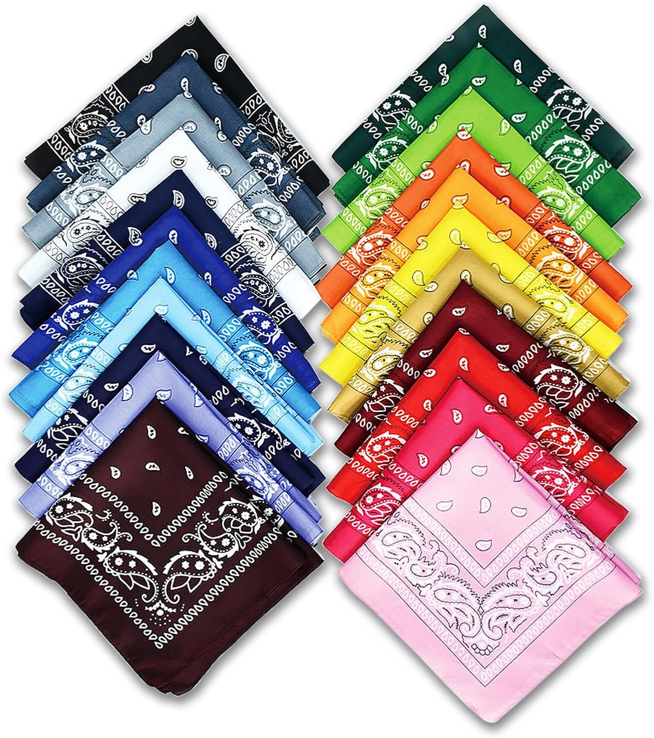 Eowppue 23-Pack Polyester Paisley Bandanas, Unisex Head Wraps, Multifunctional Cycling Headbands, Assorted Colours for Outdoor Sports, Hip-Hop Style - Head, Neck & Wrist Wear