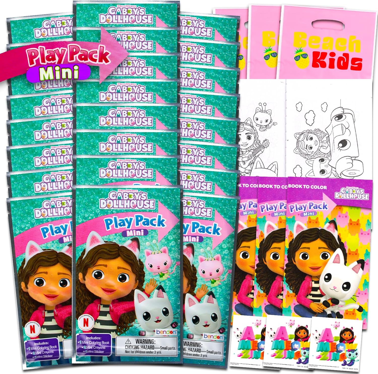 Gabby's Dollhouse Mini Party Favors Set for Kids - Bundle with 24 Mini Gabby's Dollhouse Grab n Go Play Packs with Coloring Pages, Stickers and More (Gabby's Dollhouse Birthday Party Supplies)