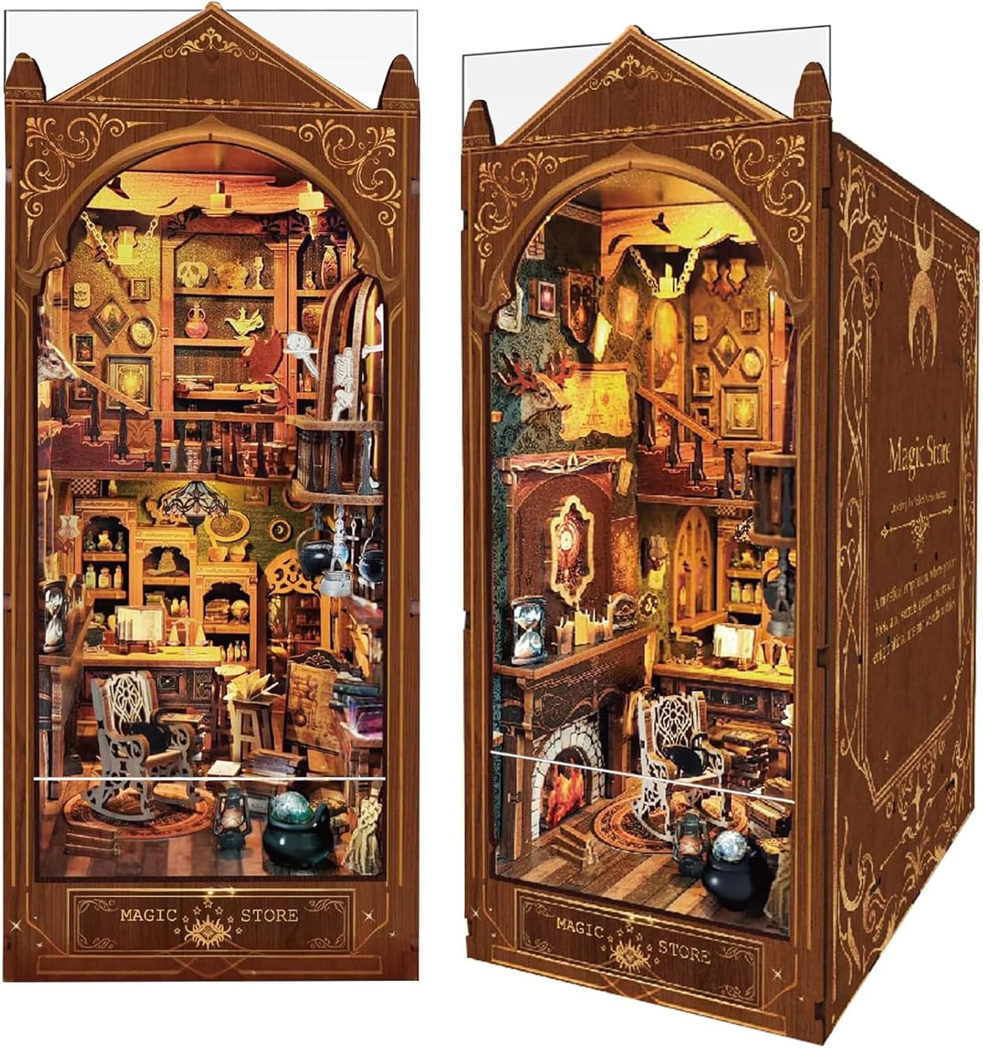 Book Nook Kit, Magic Store Dollhouse Booknook Bookshelf Insert Decor Alley DIY Miniature House Kit with Led Light Crafts for Adults and Teens to Build-Creativity Model Gift