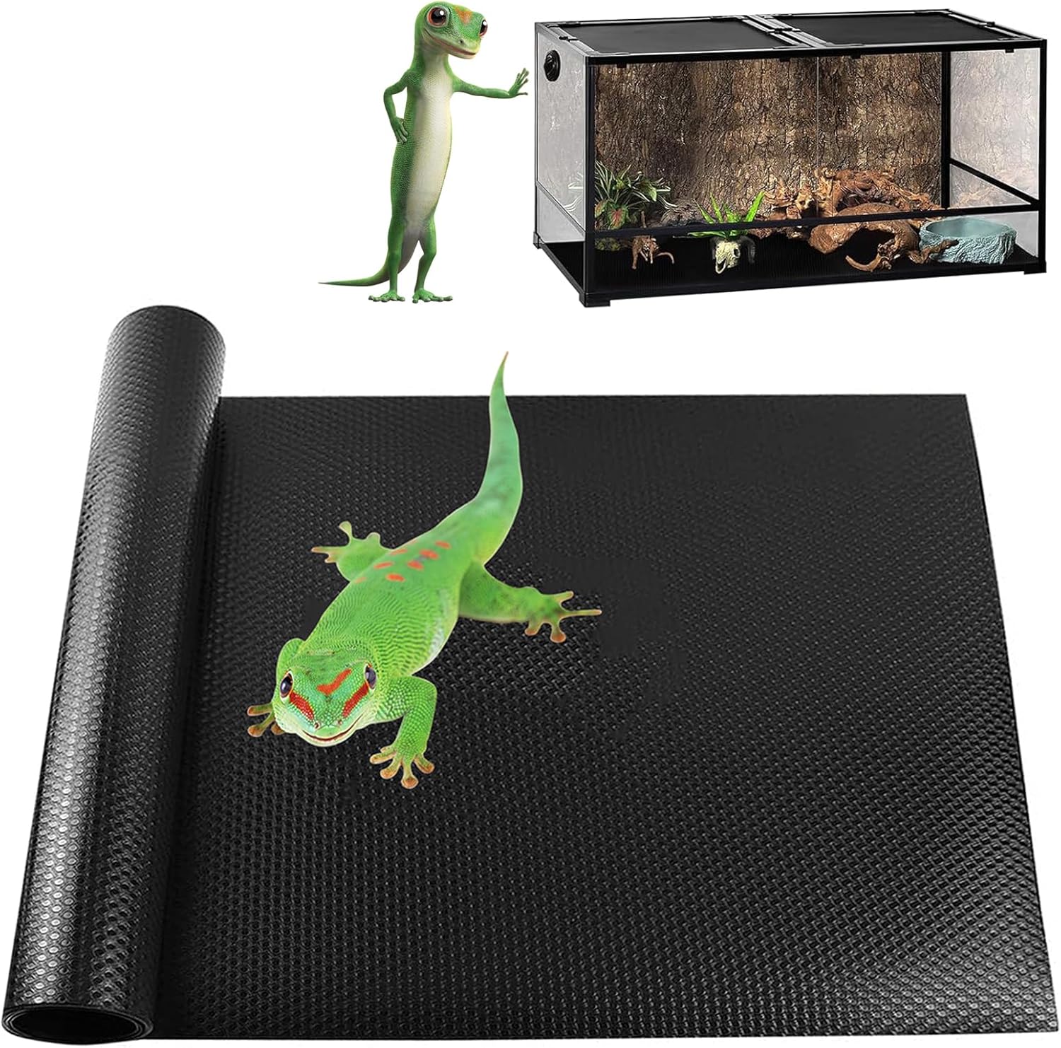 Bearded Dragon Tank Accessories, Non-Adhesive Reptile Carpet Bedding Substrate for Terrarium, Reptile Mat Terrarium Liner Tank Flooring for Leopard Gecko, Snake, Lizard and Tortoise, 18x40 IN