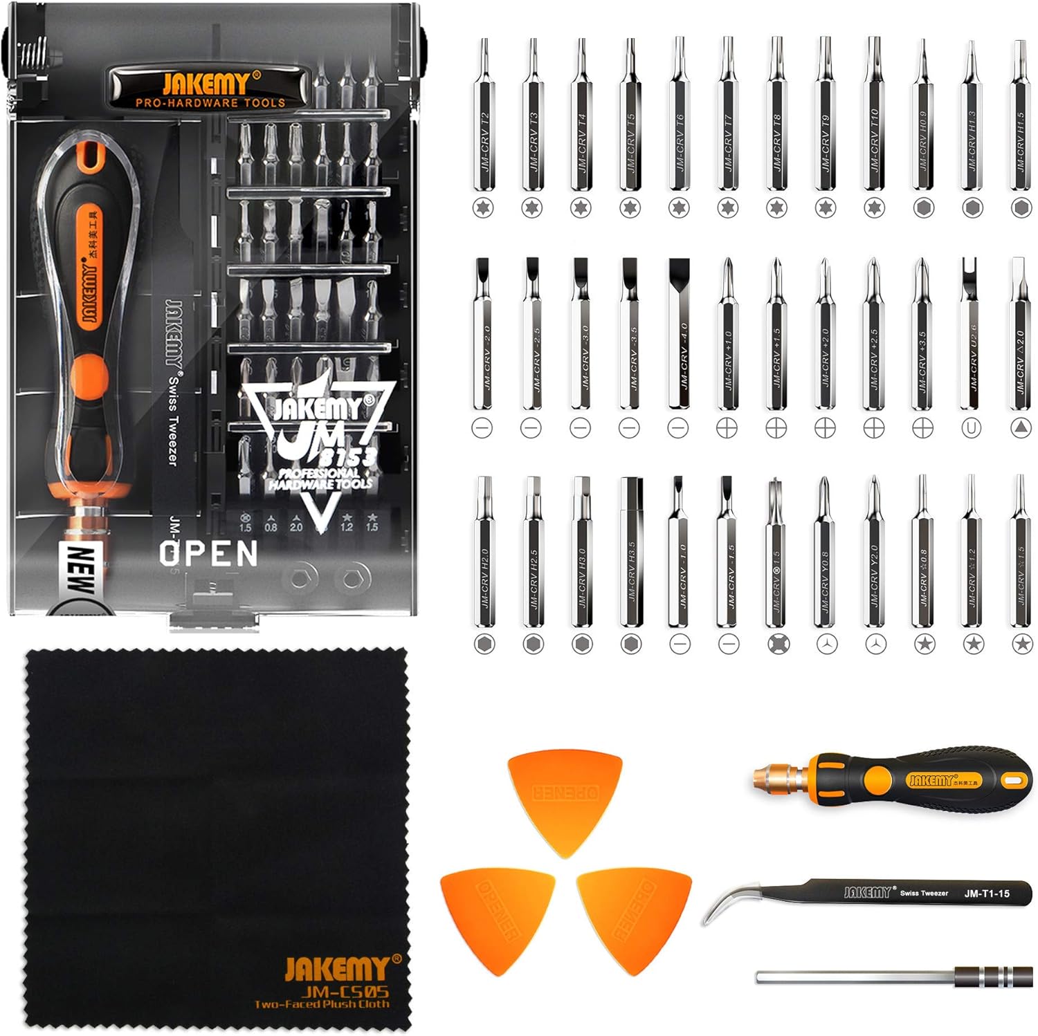 JAKEMY 43 in 1 Mini Precision Screwdriver Set Computer Repair Tool Kit with 36 Magnetic Driver Bits DIY Samll Torx Screwdriver Kit Compatible with iPhone MacBook Laptop PC Glasses Watch