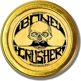 Mustache Wax Extra Strong Hold | 1oz Bone Crusher Moustache & Beard Wax Tin | Grooming For Men | Perfect For Dali Curly English Handlebar Mustaches By Death Grip | Heat Source Required