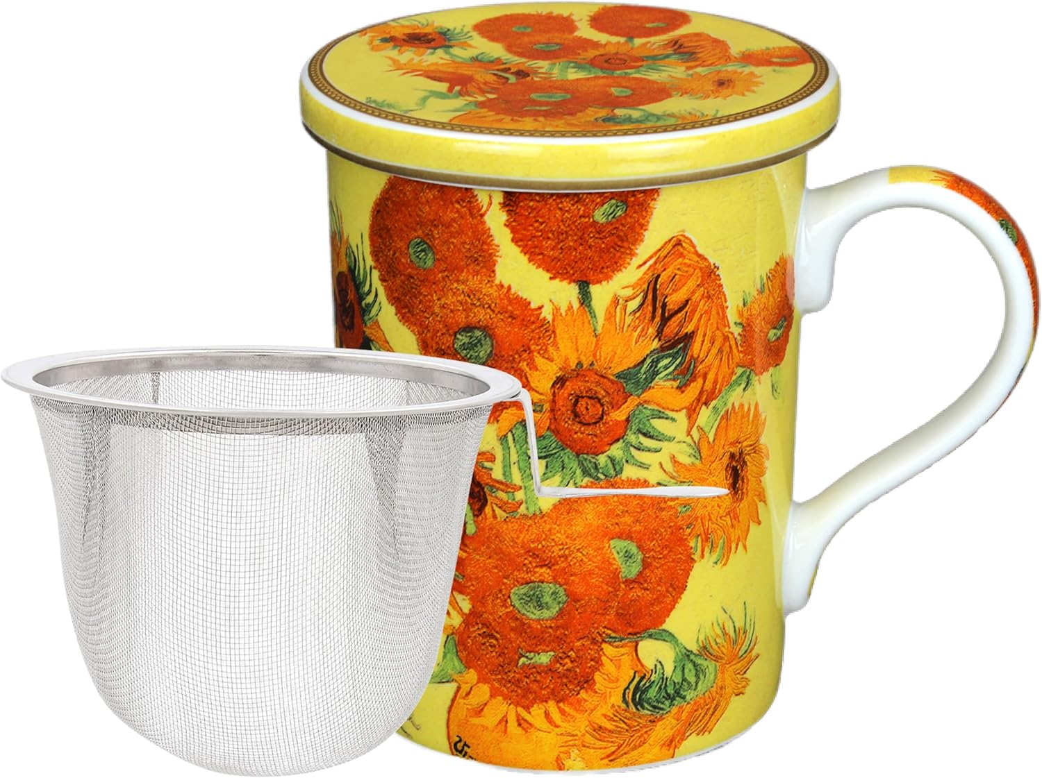 The Leonardo Collection Van Gogh Mug & Coast & Infuser SetLovely Gifts for Women & Men | Designed by Vincent Van Gogh | Coasters Set for All Modern Kitchen & Offices