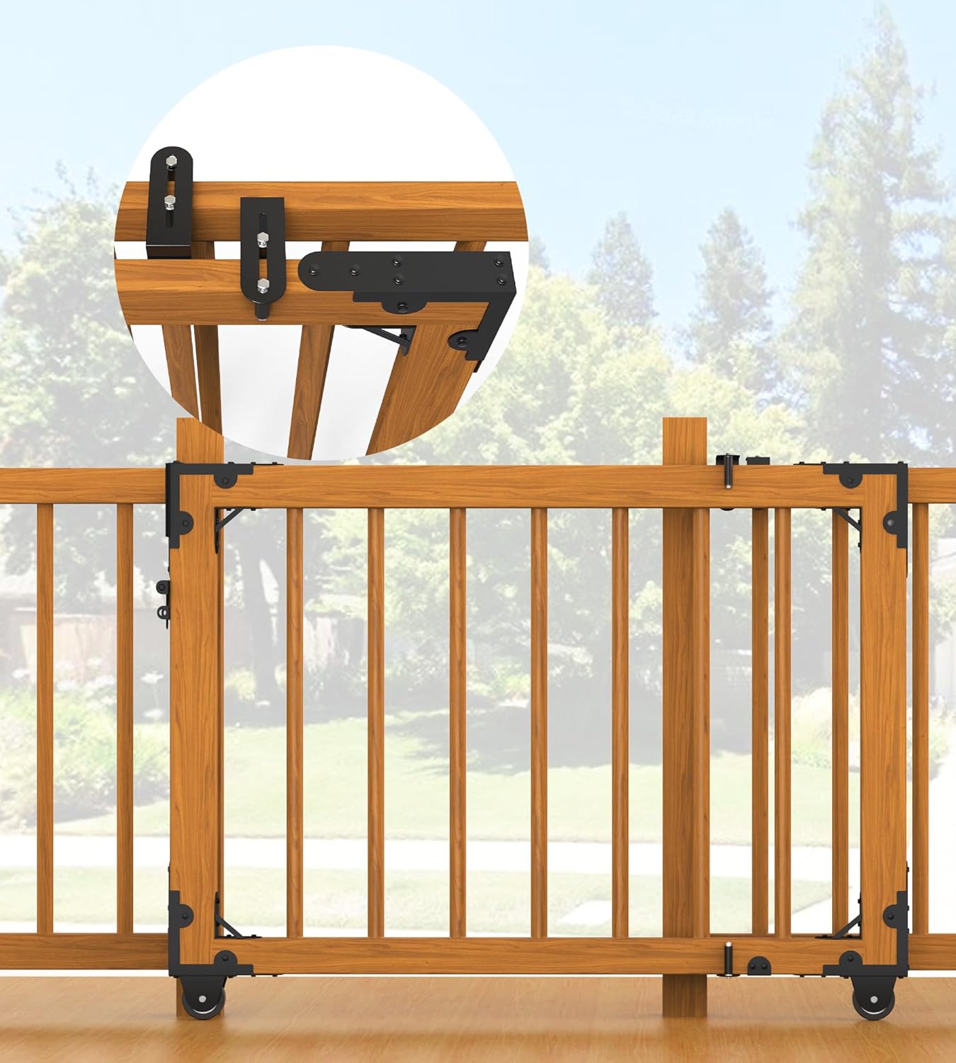 Heavy Duty Sliding Gate Kit - Includes Latch & Manual Universal Hardware for Wooden Gates, Backyard, Patio, Deck Stairway, Hallway & Pets