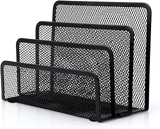 Desk Mail Organizer, File Holder Letter Sorter with 3 Vertical Upright Metal Mesh Compartments Document, Filing, Folders, Mail, Paper Organizer for Home or Office Desktop (1PCS)
