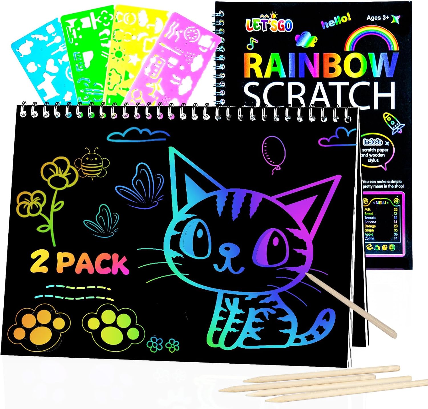 OSLINE Arts and Crafts for Kids Ages 3-5-10 Girls Boys,Rainbow Scratch Paper Art Notebooks,Art Supplies Kit for Gift, Party Favor Toys for 4-8 Year Old,Easter Birthday Gifts for Kids 6-12