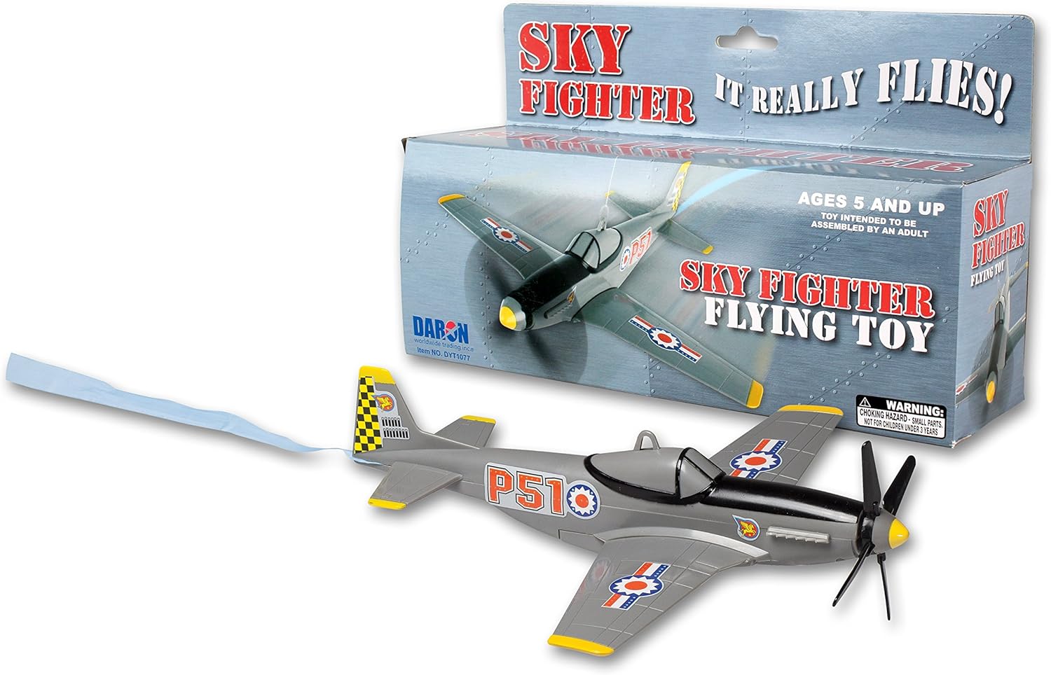 Daron Sky Fighter Flying Toy on a String , Grey