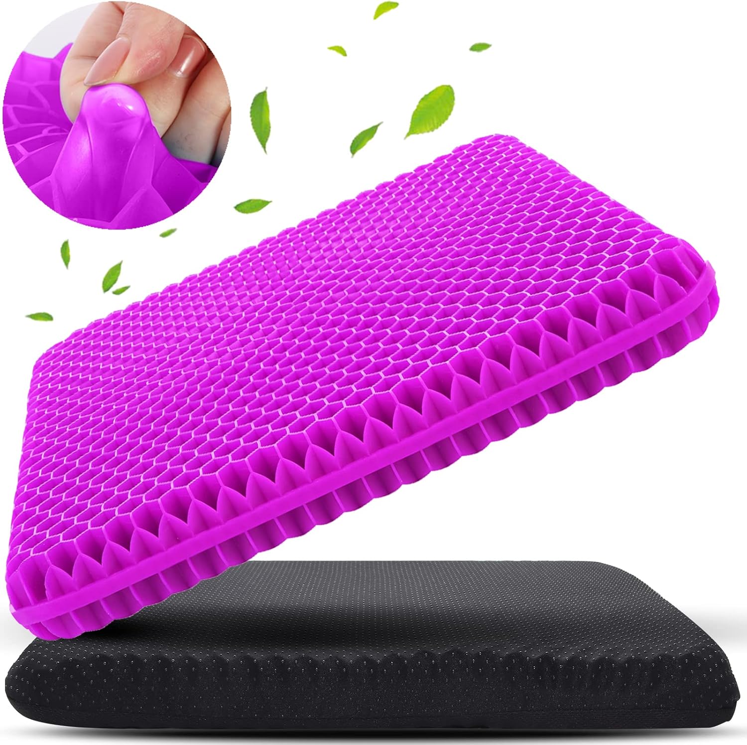 Gel Seat Cushion for Long Sitting (Super Large & Thick), Soft & Breathable, Gel Cushion for Wheelchair, Gel Chair Cushion for Hip Pain, Gel Seat Cushion for Office Chair