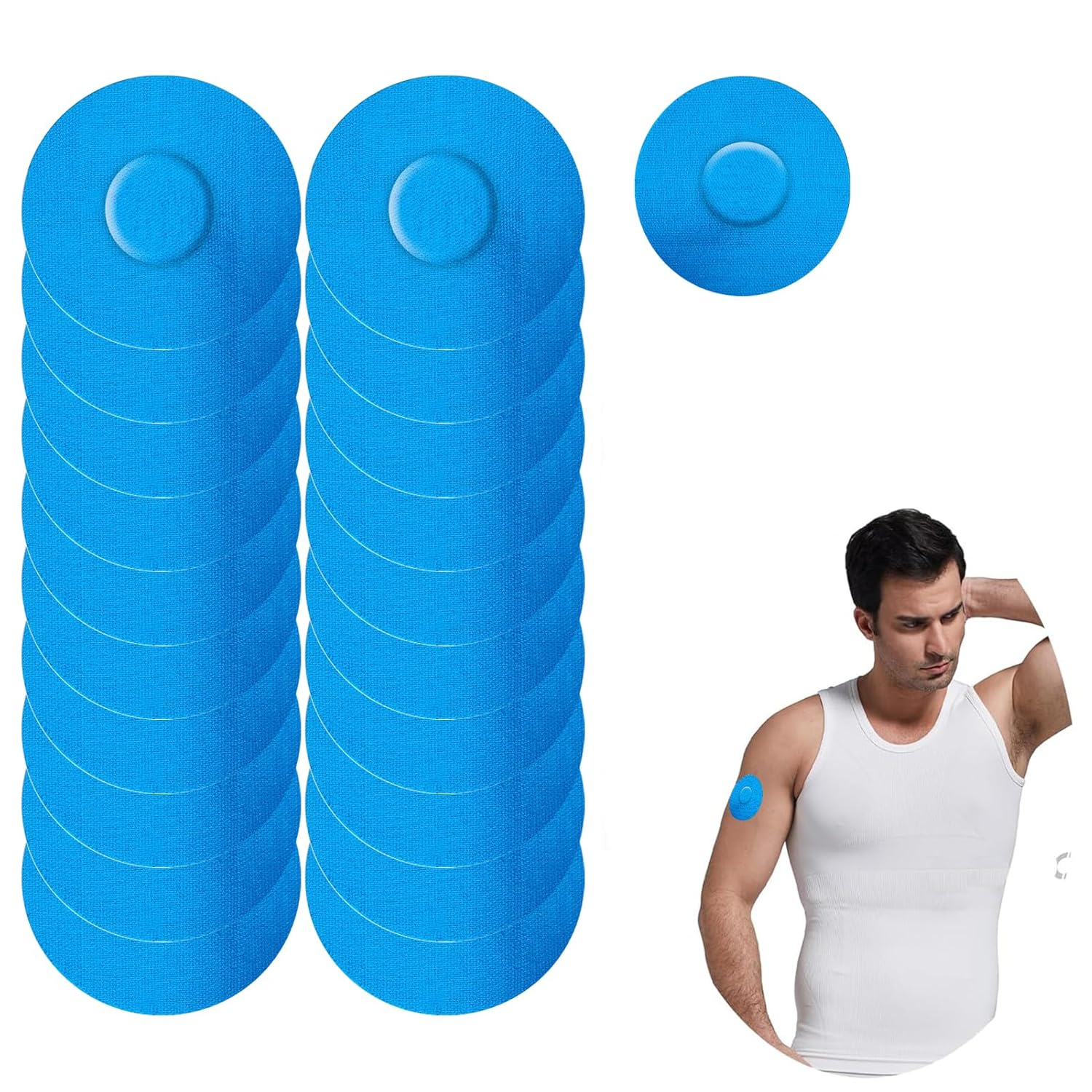 20 Pcs Waterproof Sensor Covers Compatible with Freestyle Libre 1/2/3 Sensor, CGM Sensor Patchs Protector Breathable Without Glue Adhesive Glucose Monitor Patch for Sports Swimming (Blue)