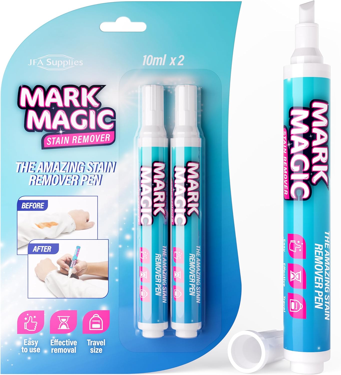 JFA Supplies Mark Magic Stain Remover Pen 10ml Pack of 2