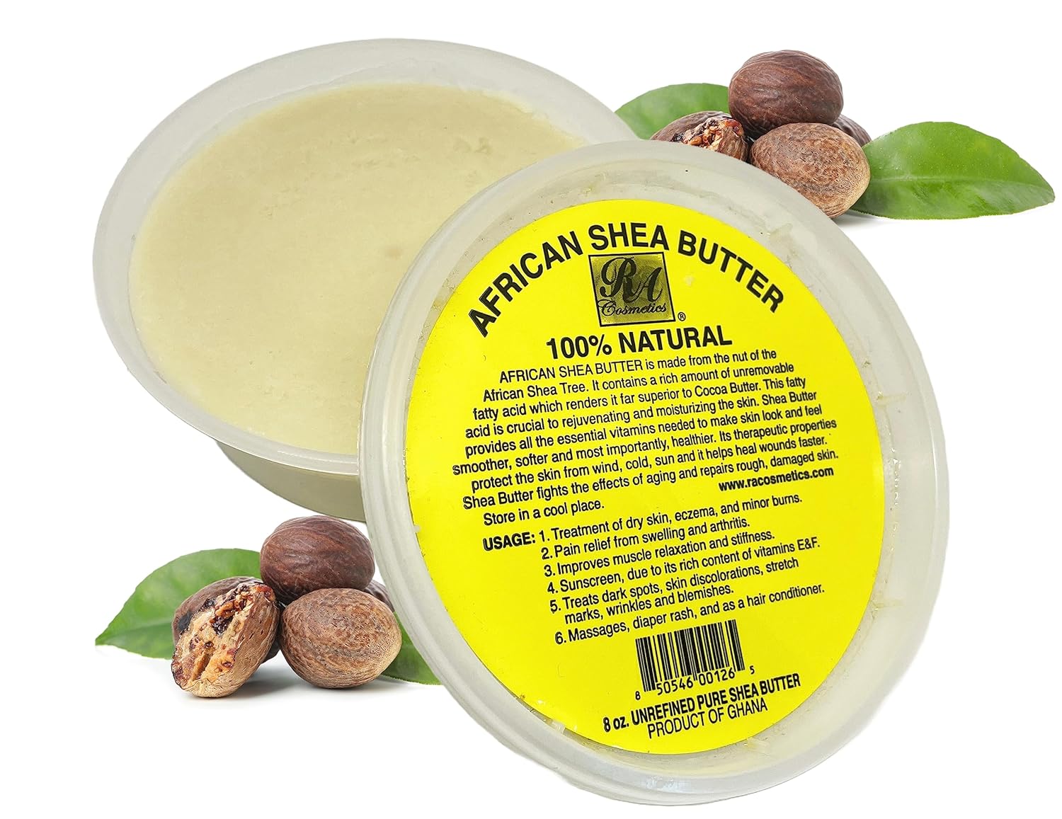 REAL African Shea Butter Pure Raw Unrefined From Ghana"IVORY" 8oz. CONTAINER