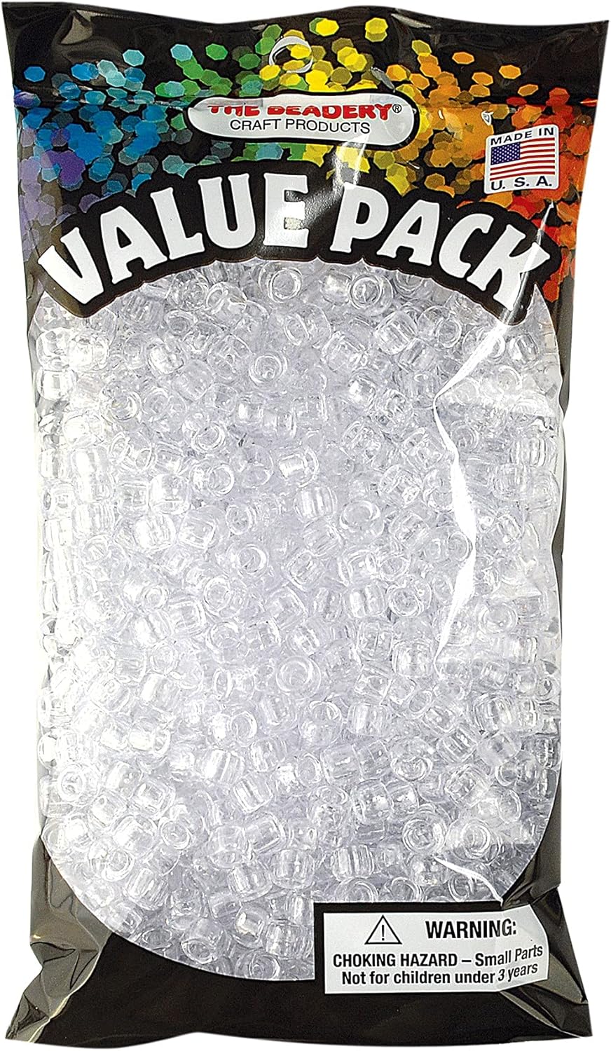 The Beadery 6 by 9mm Barrel Pony Bead, Crystal (750V006), Small, 900-Pieces