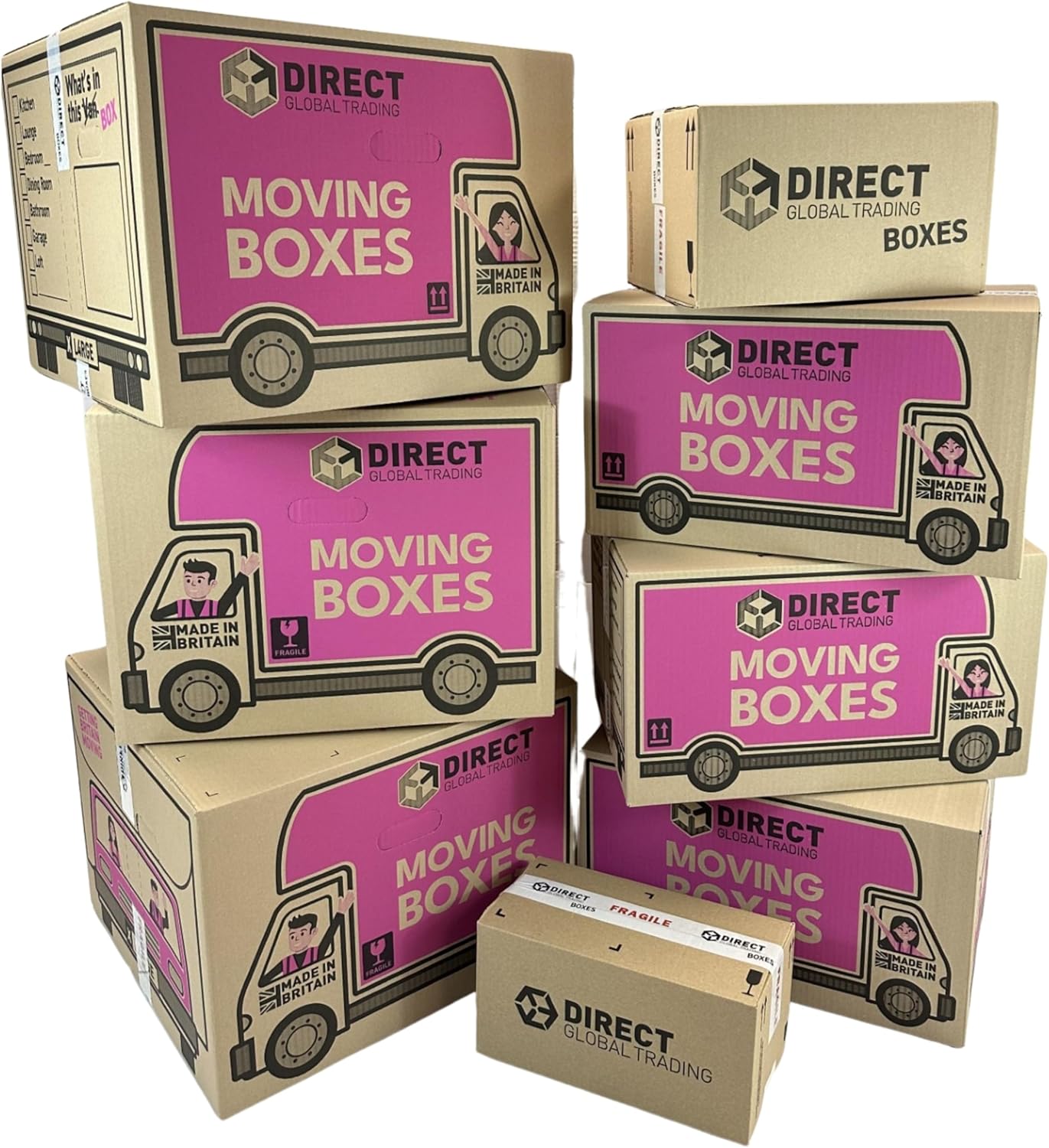 Student Moving House University Extra Strong Cardboard Box Kit Various Size Boxes with Fragile Tape