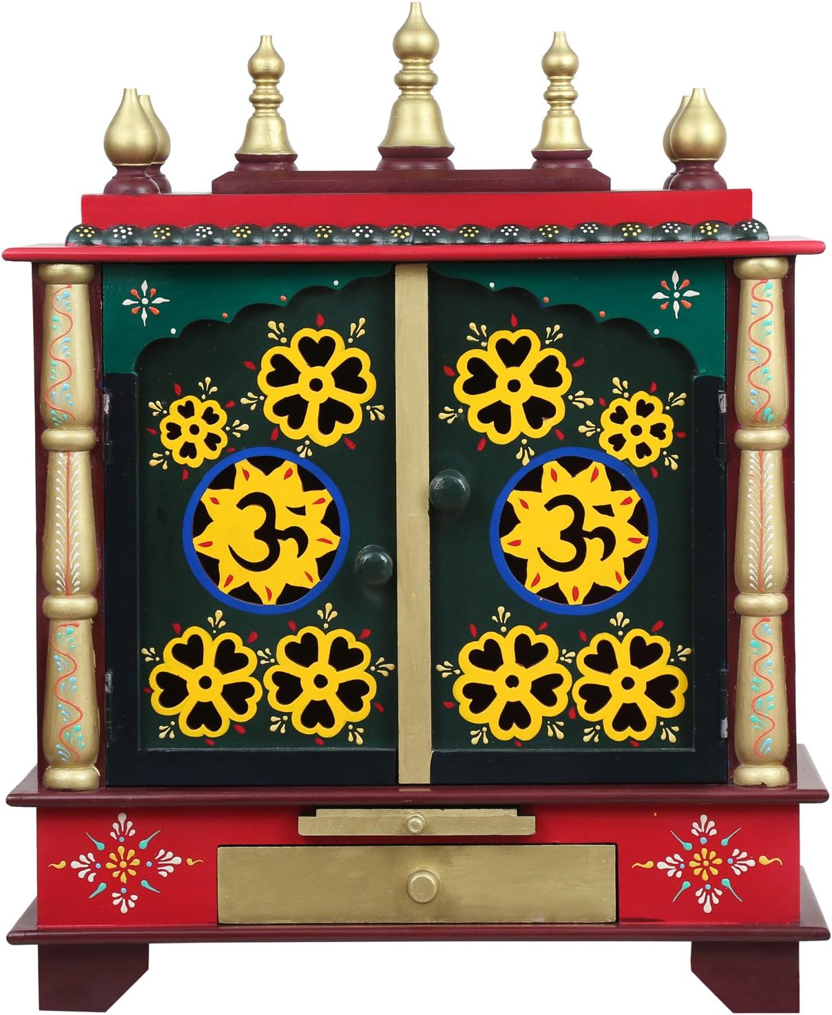 Aakrati Devyom Wooden Temple, Pooja Mandir for Home, 24 X 12 X 30-inch (Green)