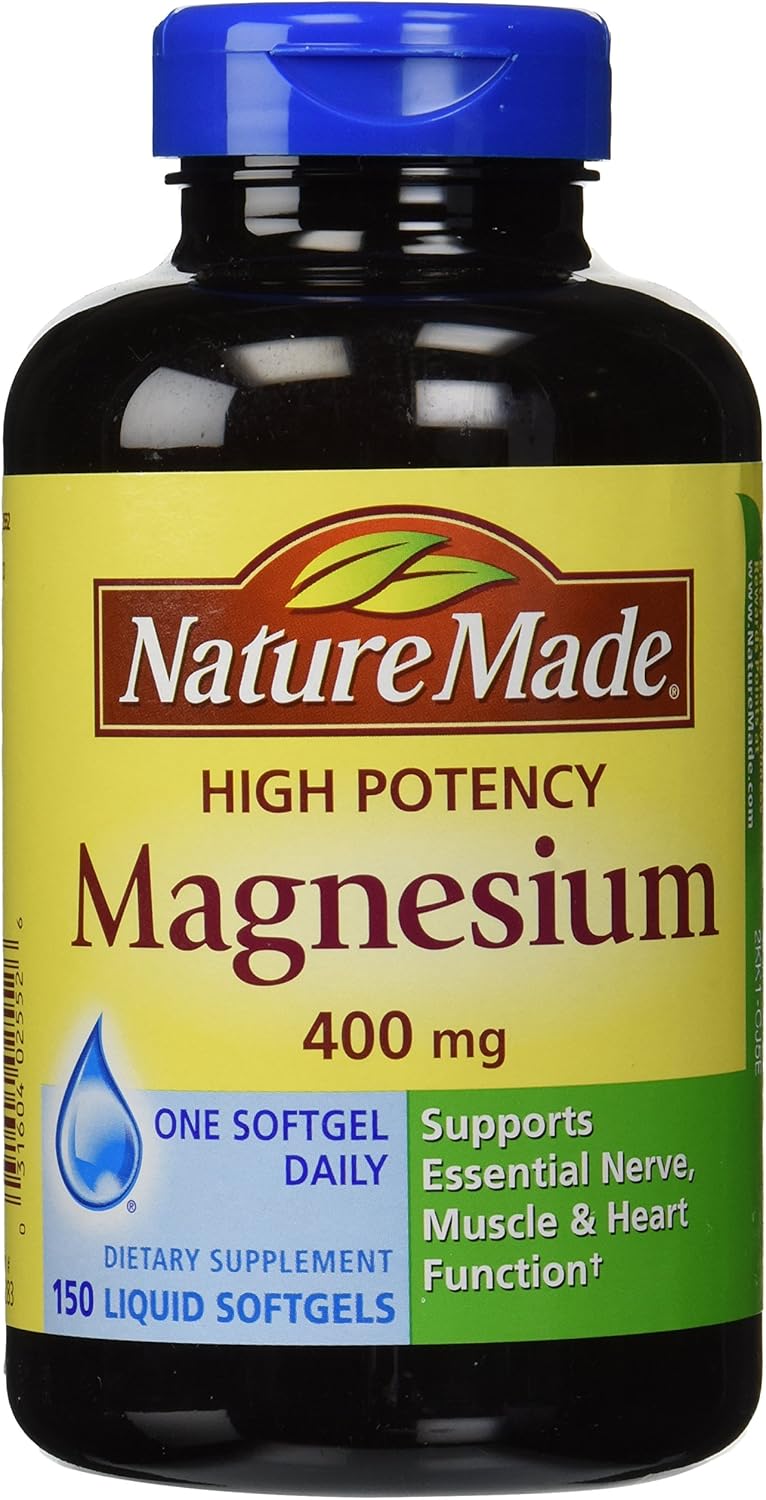 Nature Made High Potency Magnesium 400 mg - 150 Liquid Softgels,(Pack of 2)