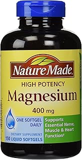 Nature Made High Potency Magnesium 400 mg - 150 Liquid Softgels,(Pack of 2)