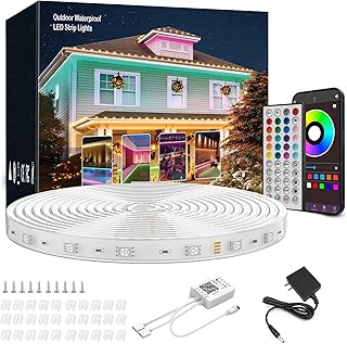 Outdoor Led Strip Lights Waterproof 100ft (1 Roll) Ip68 Waterproof Led Light Strips with Remote, App Control, Music Sync RGB Led Rope Lights Outdoor Led Lights Waterproof for Roof Deck Balcony
