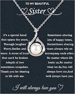Sister Gifts From Sister Necklaces For 2 Girls Big Sister Little Sister Birthday Gifts 925 Sterling Silver Christmas Gifts With Message Card &Gift Box (686-Pearl)
