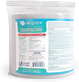 Wipex Gym Wipes Antibacterial Refills - EPA Registered Bulk Size Disinfecting Cleaning Wipes for Dispensers, Safely Kill Viruses and Bacteria in 15 Seconds, Sanitize Fitness & Gym Equipment 800 Count