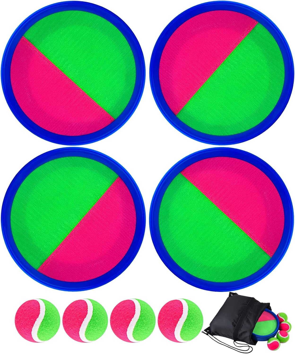 Morcheiong Toss and Catch Ball Game Outdoor Toys Beach Games for Kids Family with 4 Paddles 4 Balls and 1 Storage Bag
