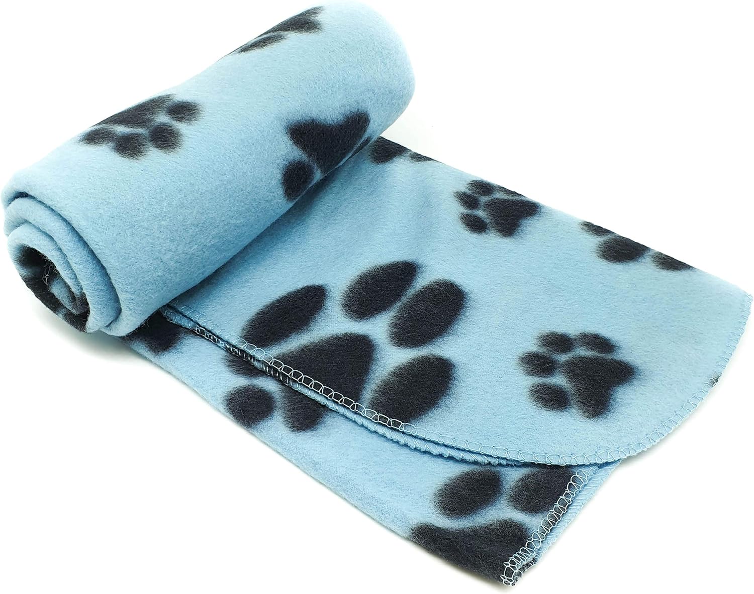 New Pet Touch Soft Fleece Pet Blanket Dogs Puppy Cat Kittens Blankets Paws & Bones Print ((73 X 70) cm, Blue (Black Paws))