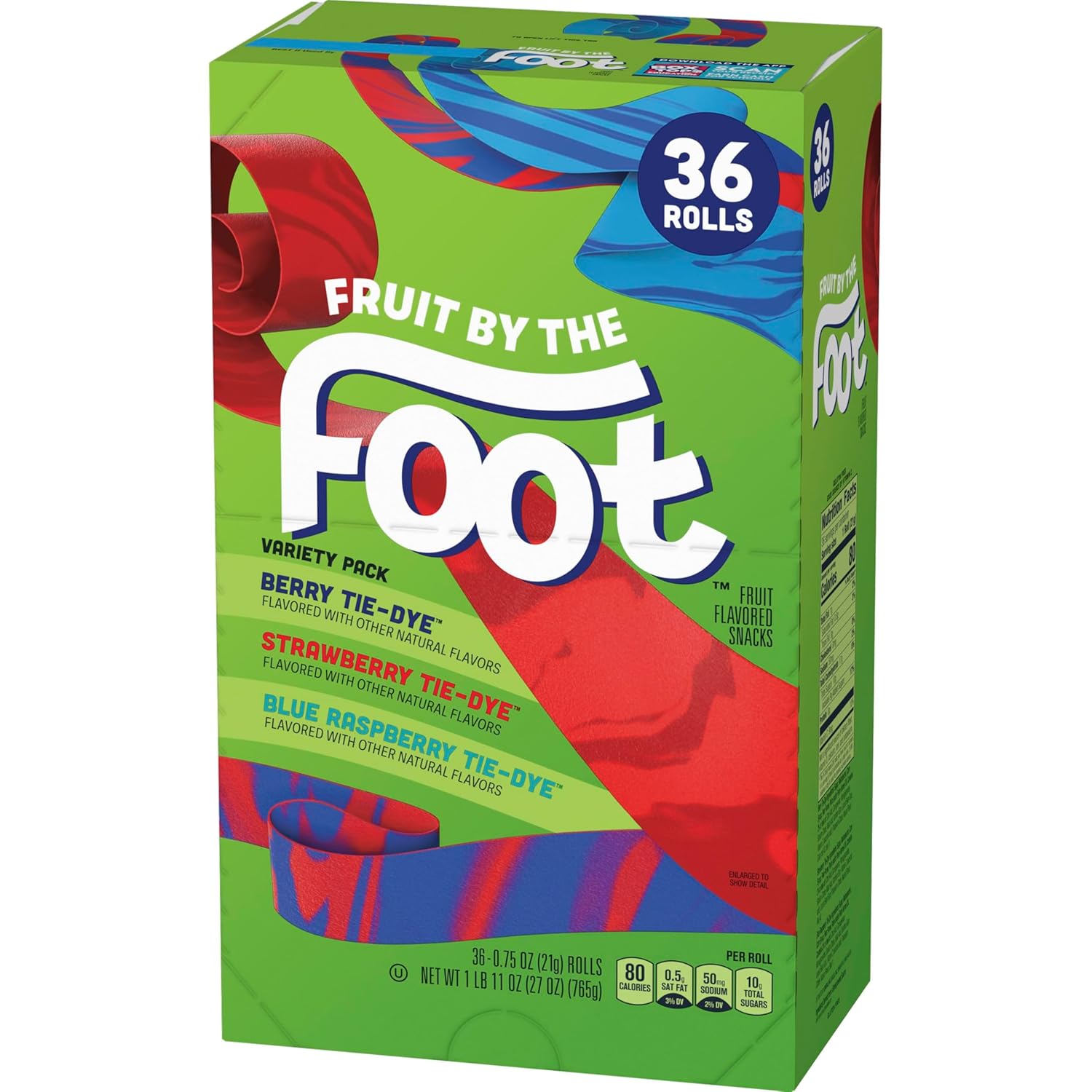 Betty Crocker Fruit By The Foot Strawberry/Berry Tie-Dye/Color By The Foot, 36 ct, 27 oz