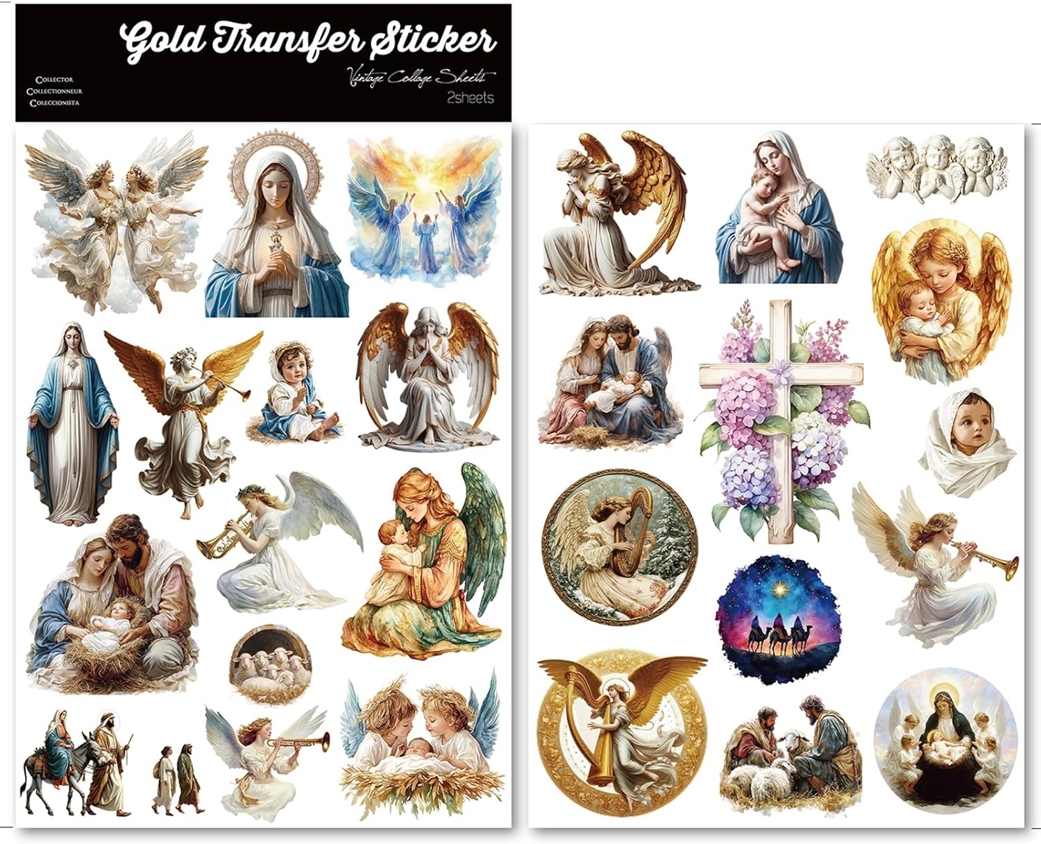 UV DTF Cup Wrap Rub-On Transfer Stickers Waterproof Cold Rub On Decals for Glass Water Bottle Mug Wood Chip Stone Acrylic (Angel - A)