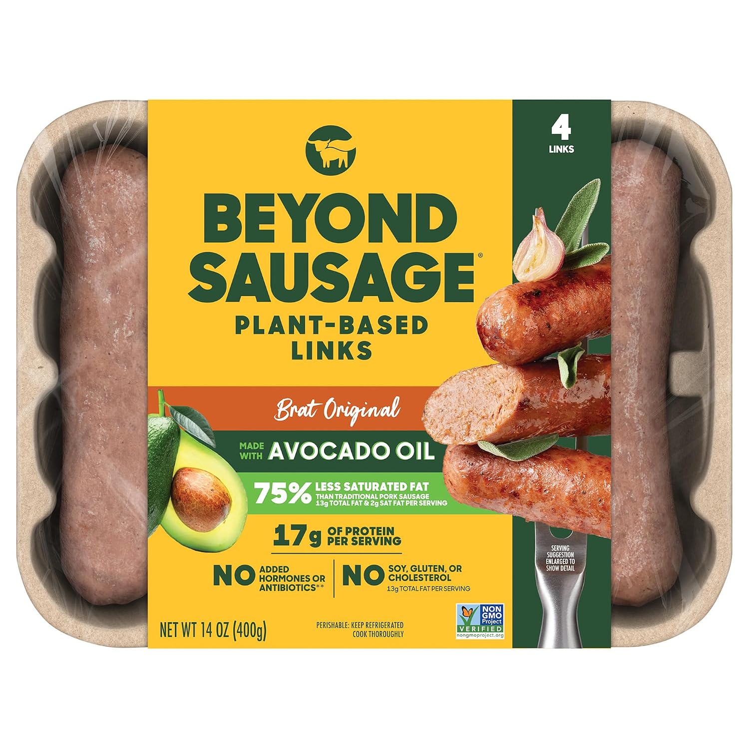 Beyond Meat, Alternative Meat Sausage Original Brat, 14 Ounce