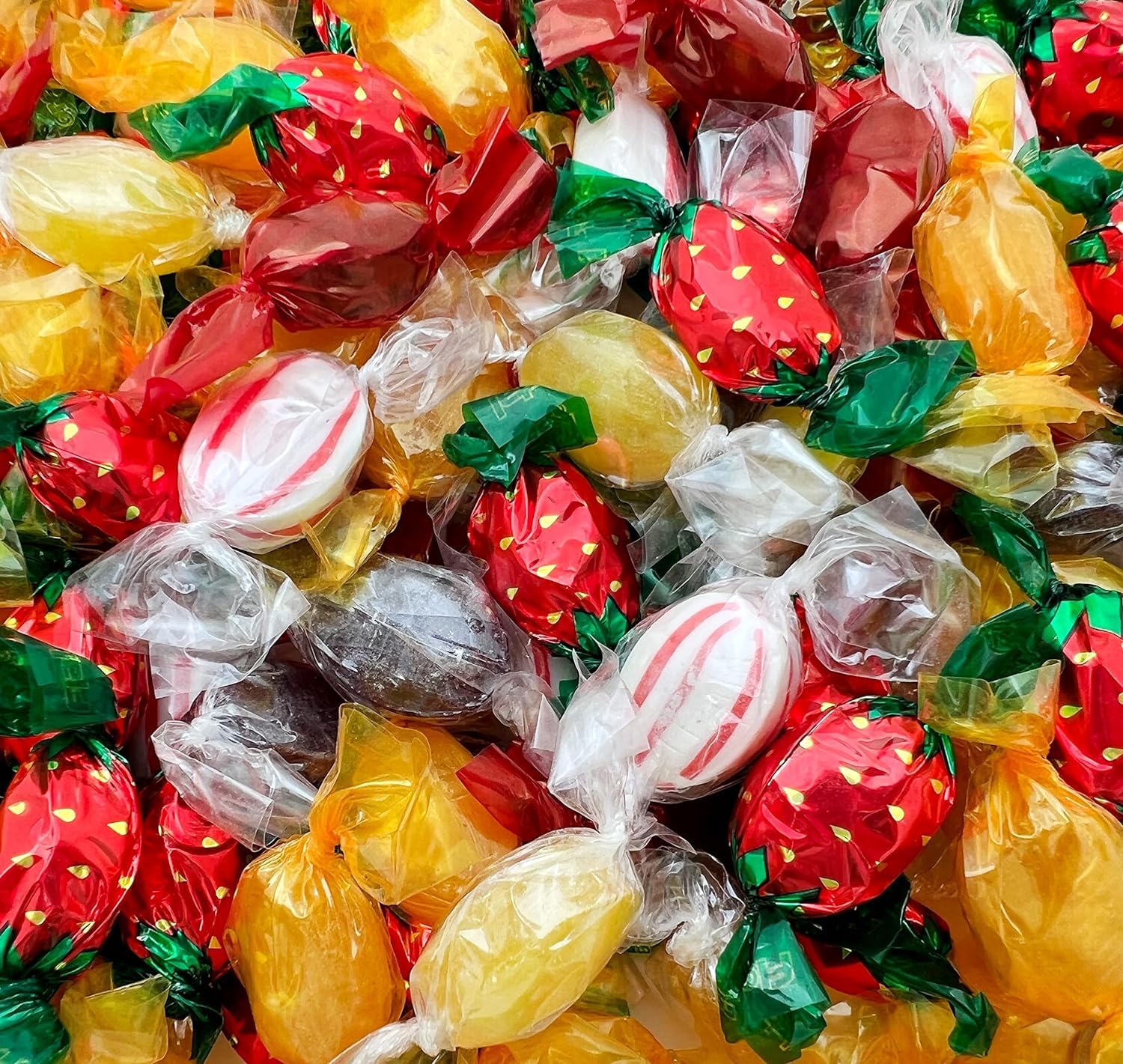 Old Fashioned Mix Hard Candy Assortment - 2 Pound Bag - Individually Wrapped Old School Candy Bulk - Peppermint, Strawberry, Cinnamon, Butterscotch, and Fruit Flavors