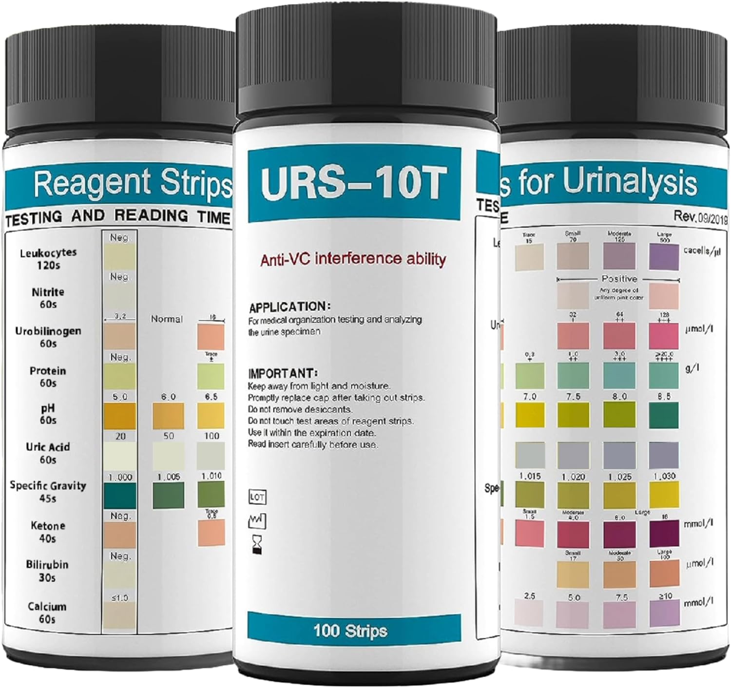 URS 10-in-1 Urine Test Strips 10 Parameters Testing UTI, Urinalysis for Ketosis, pH, Protein, Kidney and Liver Function, 100 CT