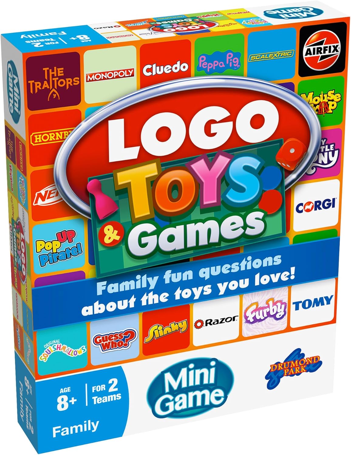 Drumond Park LOGO Toys & Games Mini Board Game | Fun for Groups – Adults & Families | Travel-Sized Trivia Game | Ideal for Parties, Game Nights & Holiday Fun