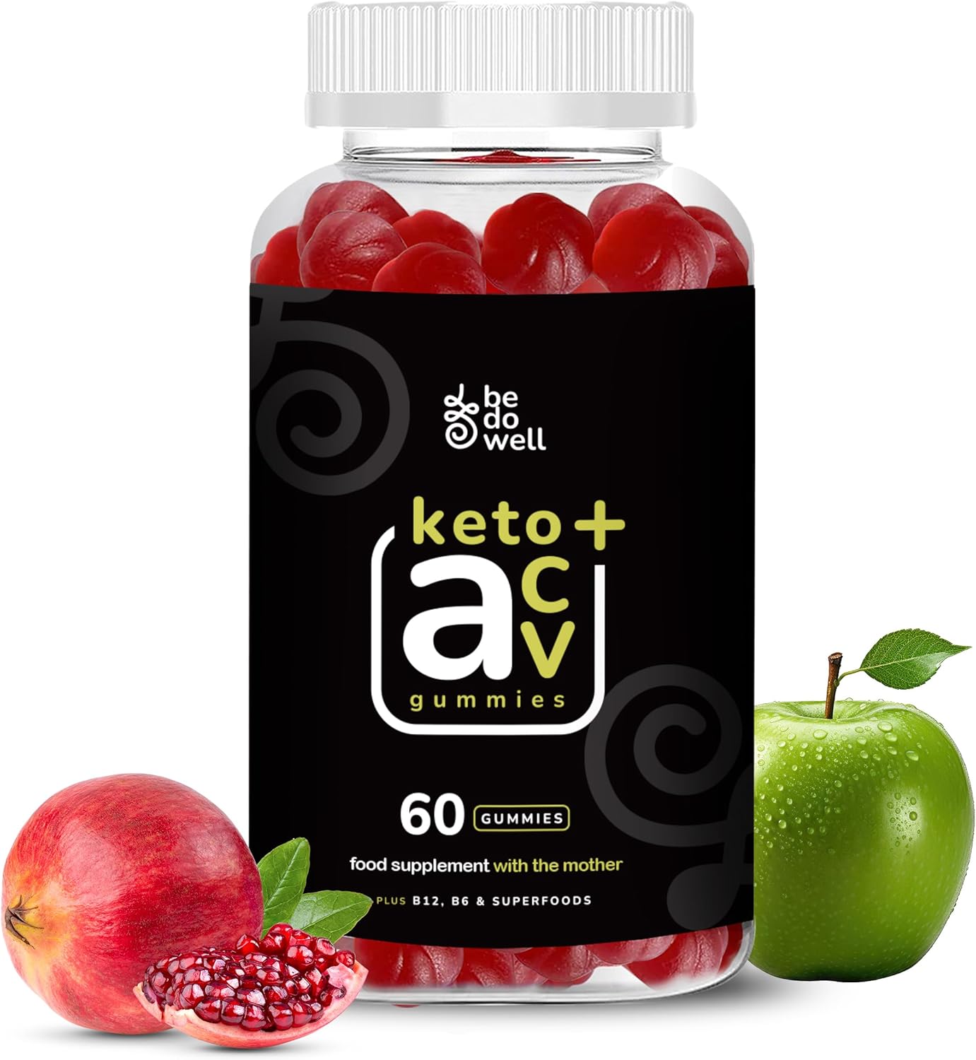 ACV Gummies –Apple Cider Vinegar Gummies with Mother 1200mg- | Digestive Health, Energy, Immune and Metabolism Support | - with Vitamin C, B12, B6 & Beetroot & Pomegranate Vegan 60 Count (1)