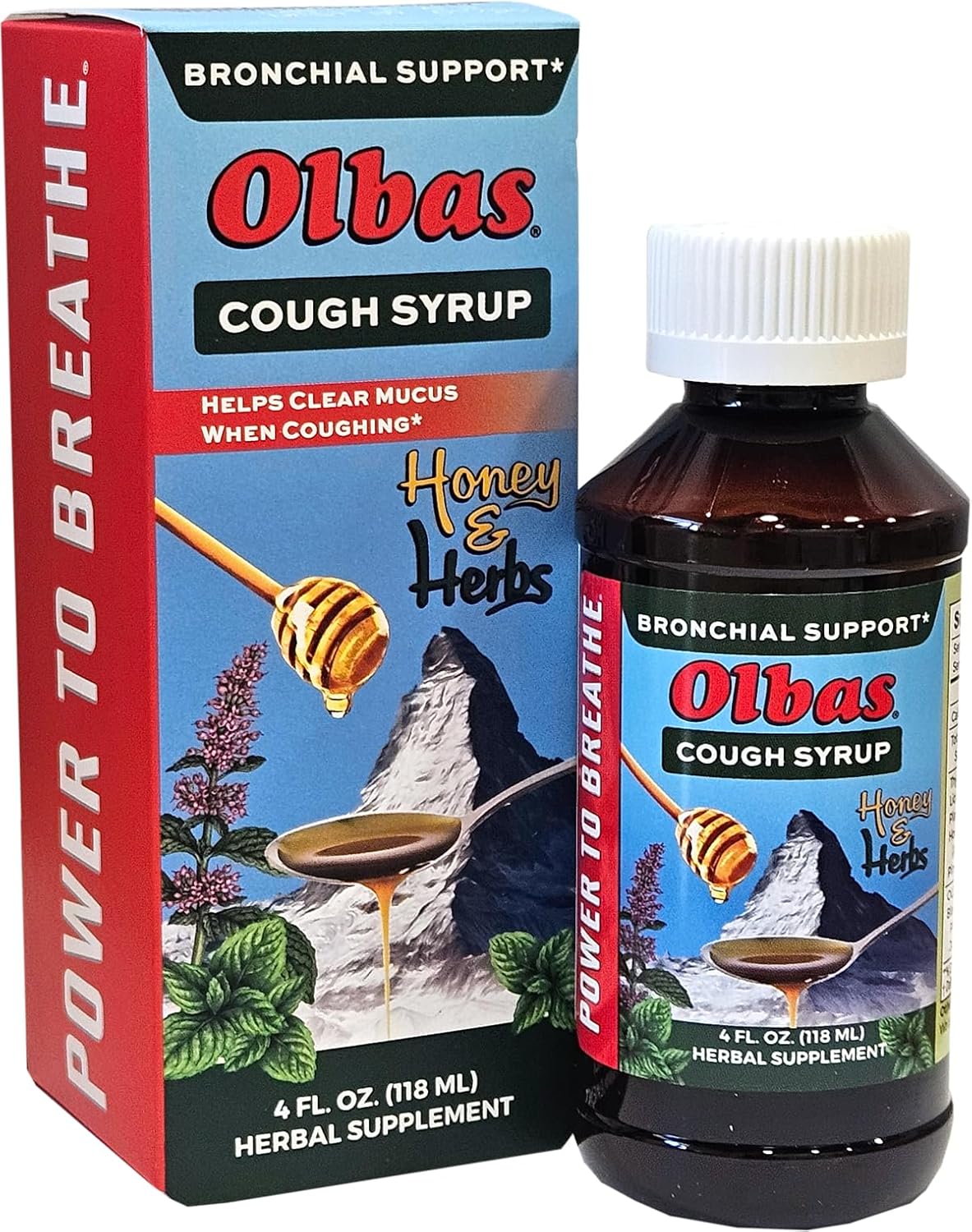 Olbas Cough Syrup - Herbal Cough Suppressant with Natural Essential Oils & Honey | Soothes Throat, Relieves Chest Congestion & Supports Healthy Breathing | 4 Fl Oz