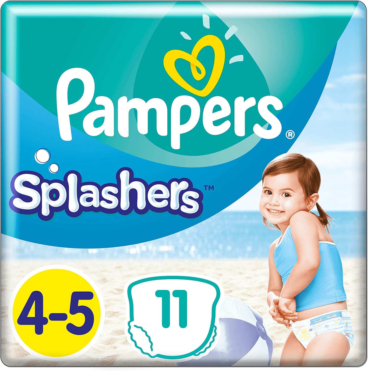 Pampers Splashers Disposable Swim Nappies Size 4-5 (9-15 kg) for Optimal Protection in The Water, 11 Nappies