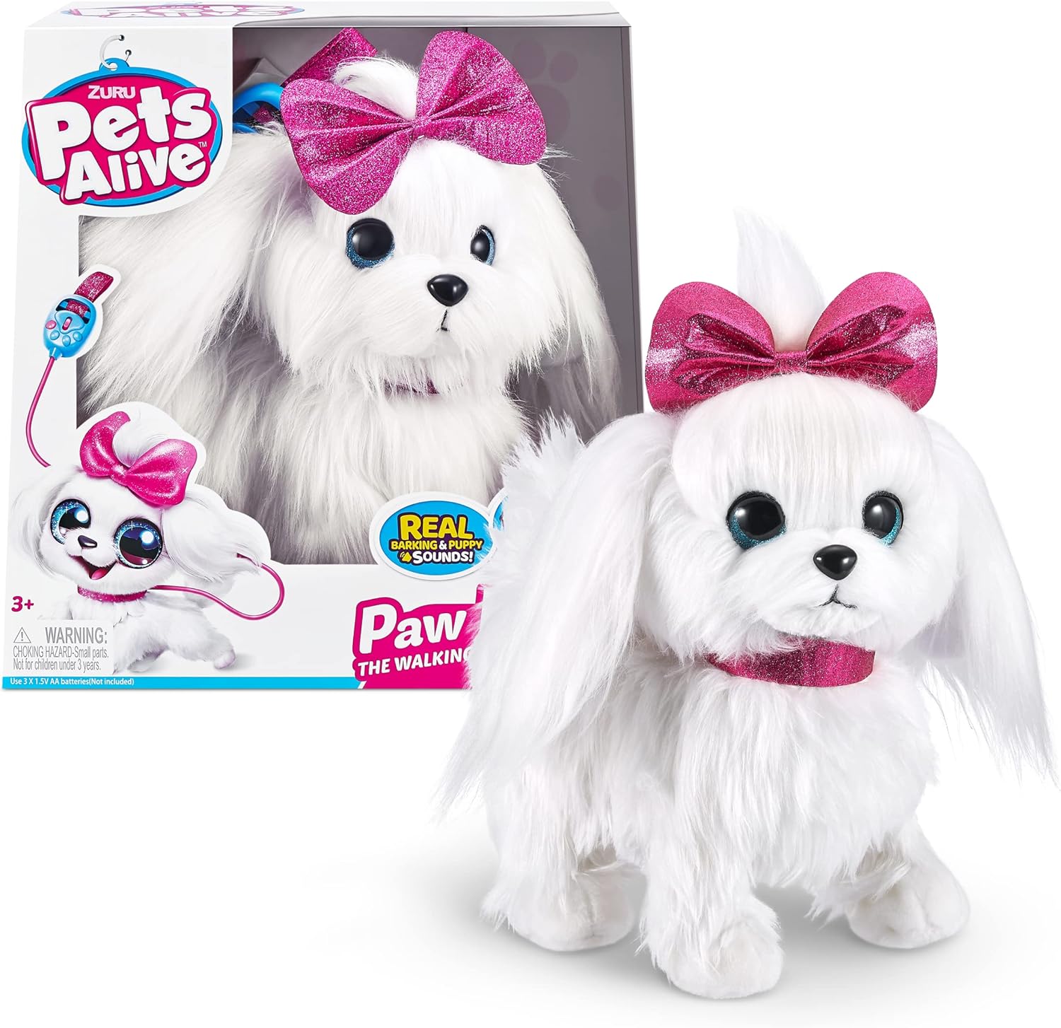 Pets Alive Lil' Paw Paw Age 3+ The Walking Puppy Robotic Toy, Electronic Plush, by ZURU, Pink