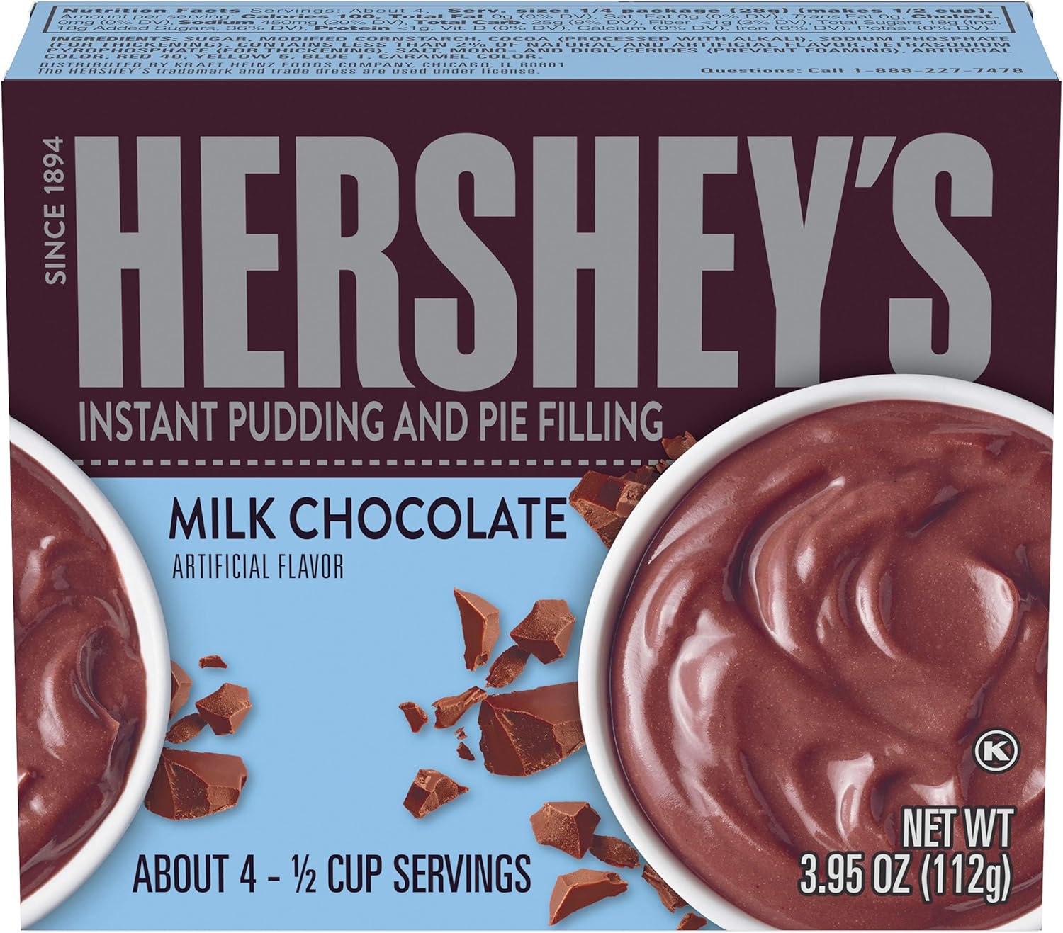 Hershey's Milk Chocolate Instant Pudding Mix and Pie Filling 3.95oz